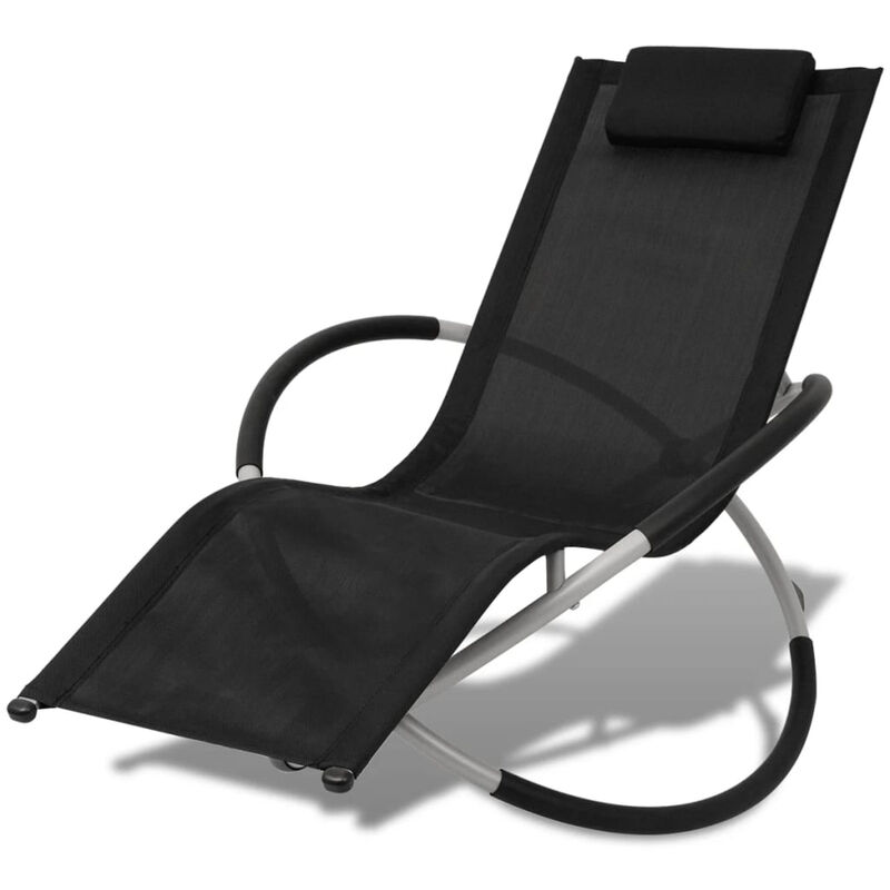 Chaise longue g¨¦om¨¦trique d'ext¨¦rieur Acier Noir et gris