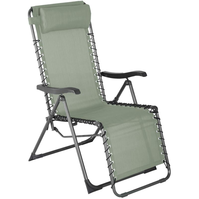 Mobili Rebecca - Chaise Longue Gravité Zéro Rebecca Mobili Jais 113x66x104 Polyester Acier Vert Gris Foncé