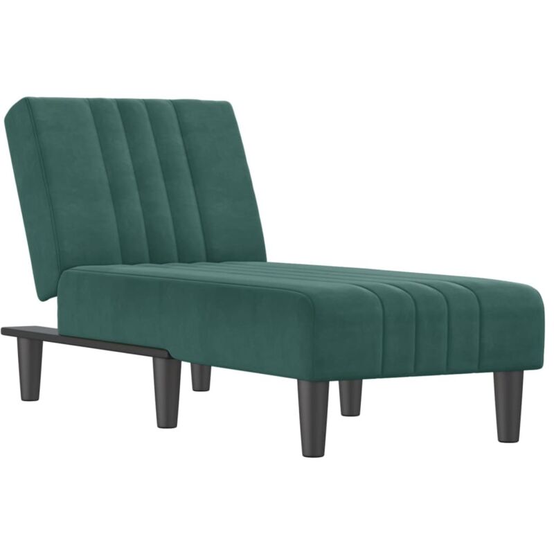 Chaise longue vert foncé velours Vidaxl
