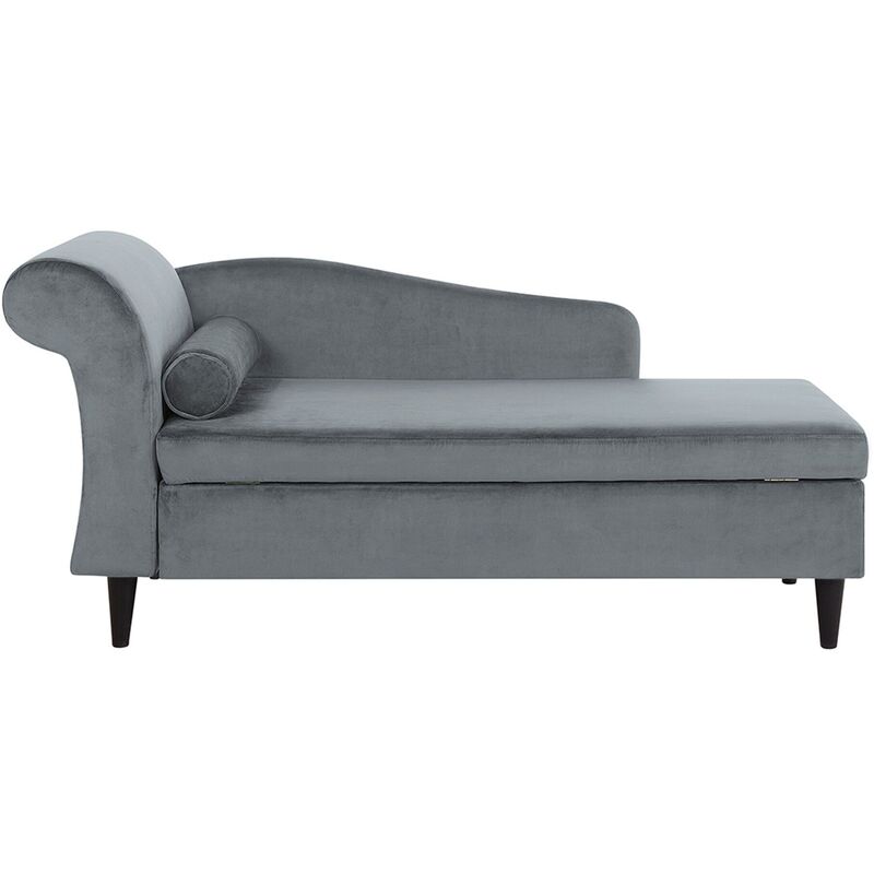 

Chaise longue de terciopelo gris claro izquierdo LUIRO