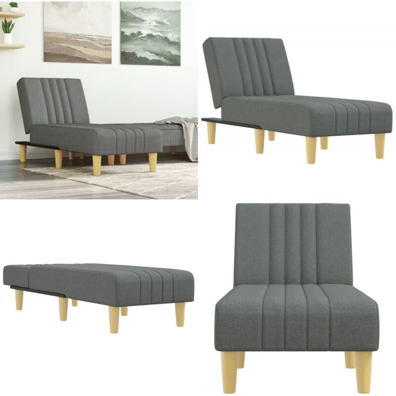 Chaise longue gris foncé tissu - Chaise Longue Pliable - Chaise Longue Design - Chaise Longue Moderne - Fauteuil Relax - Mobilier Extérieur - Home &