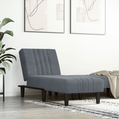 Vidaxl – Transat de jardin chaise longue inclinable en velours gris foncé – 3 positions convertibles – Mousse haute densité pour confort – Cadre en contreplaqué