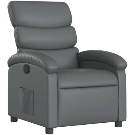 Chaise longue grise en simili cuir – Canapé lit relax avec dossier réglable, design moderne et confort ergonomique pour salon ou chambre