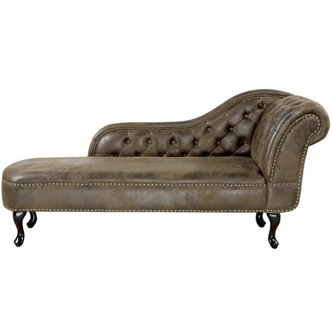 Chaise Longue in Ecopelle Scamosciata Marrone Versione Destra Nimes
