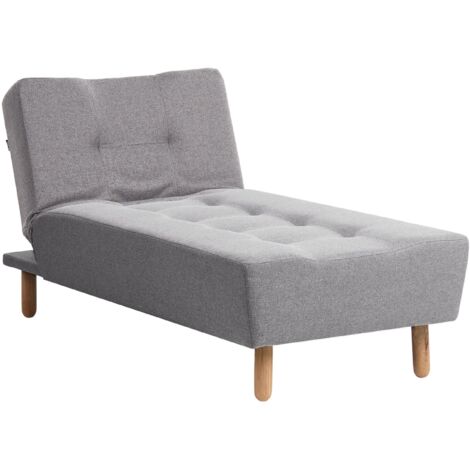 Chaise Longue in Tessuto Grigio con Gambe Legno Chiaro Stile Scandinavo Alsten