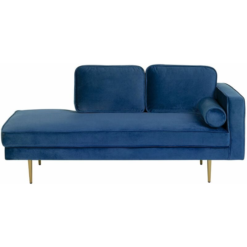 Chaise Longue Versione Destra in Velluto Blu Navy Piedi in Metallo Miramas