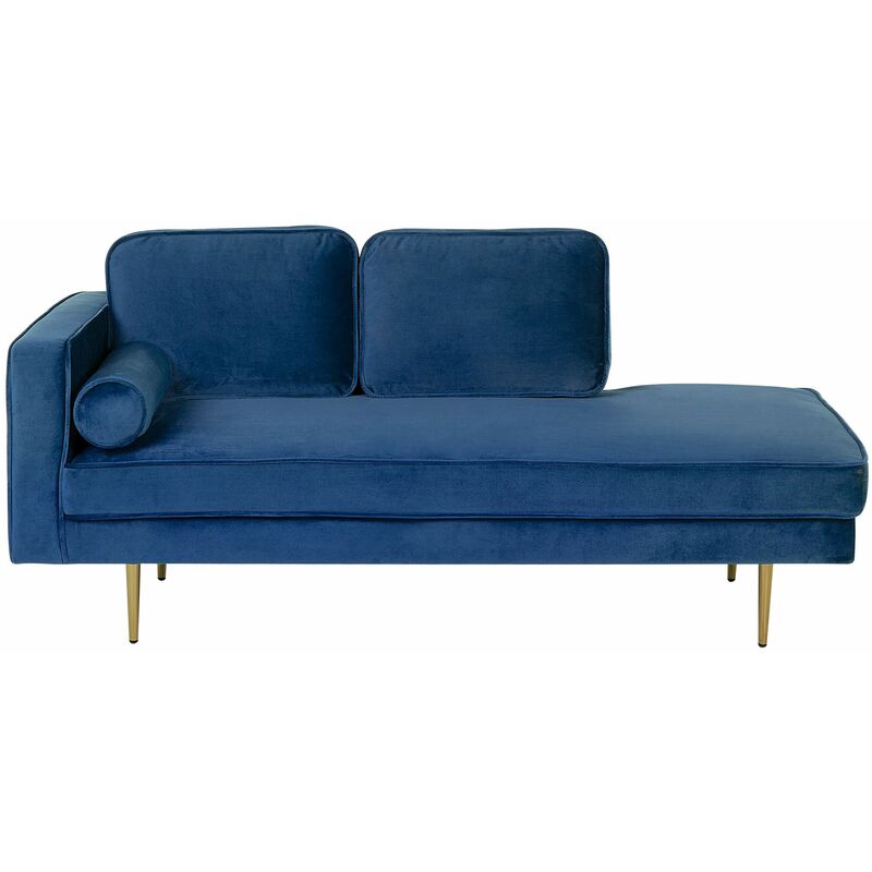 Chaise Longue Versione Sinistra in Velluto Blu Navy Piedi in Metallo Miramas