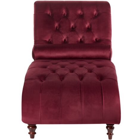 Chaise-Longue in Velluto Color Borgogna MURET