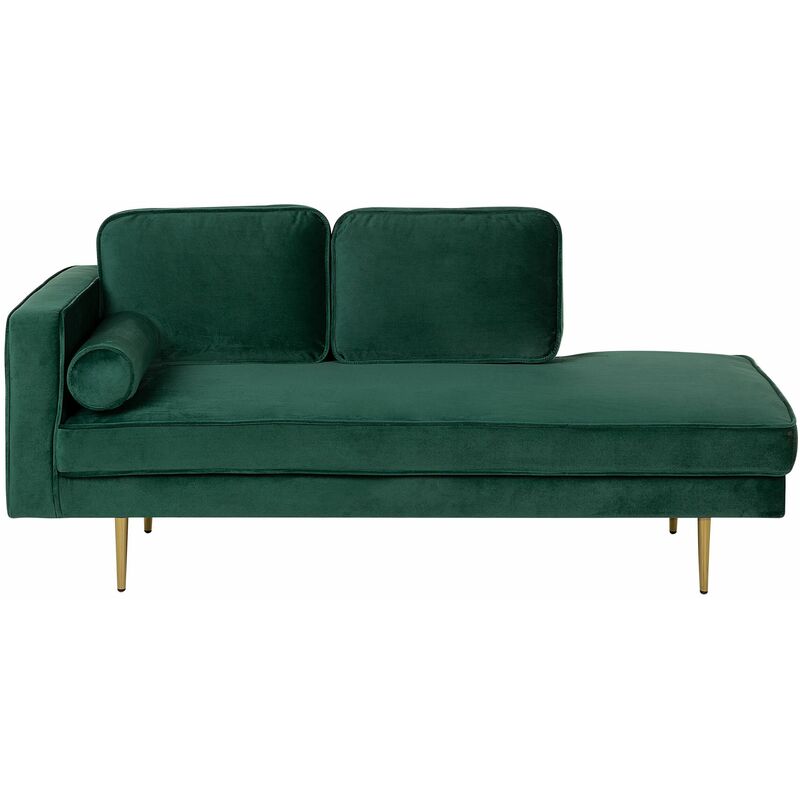 Chaise Longue Versione Sinistra Velluto Verde Smeraldo Piedi in Metallo Miramas