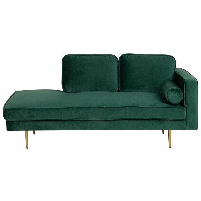 Chaise Longue Versione Destra Velluto Verde Smeraldo Piedi in Metallo Miramas