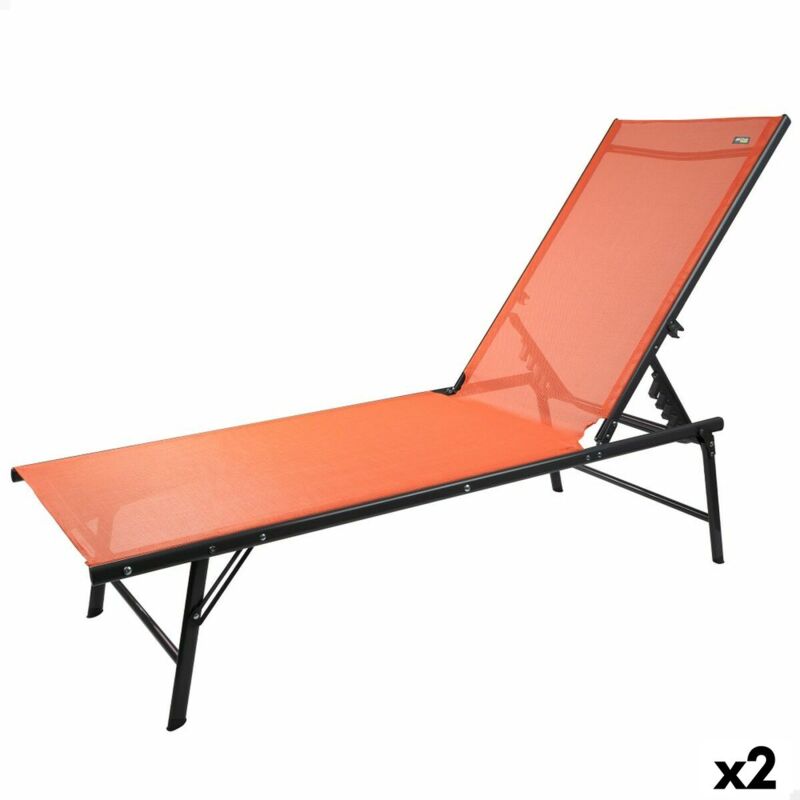 Bain de soleil inclinable aktive orange 180 x 35 x 49 cm (2 pièces)