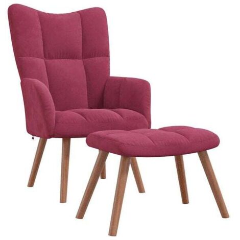 Chaise longue inclinable avec repose-pieds intégré – Fauteuil relax en velours rouge bordeaux, design ergonomique et confort maximal pour salon ou chambre