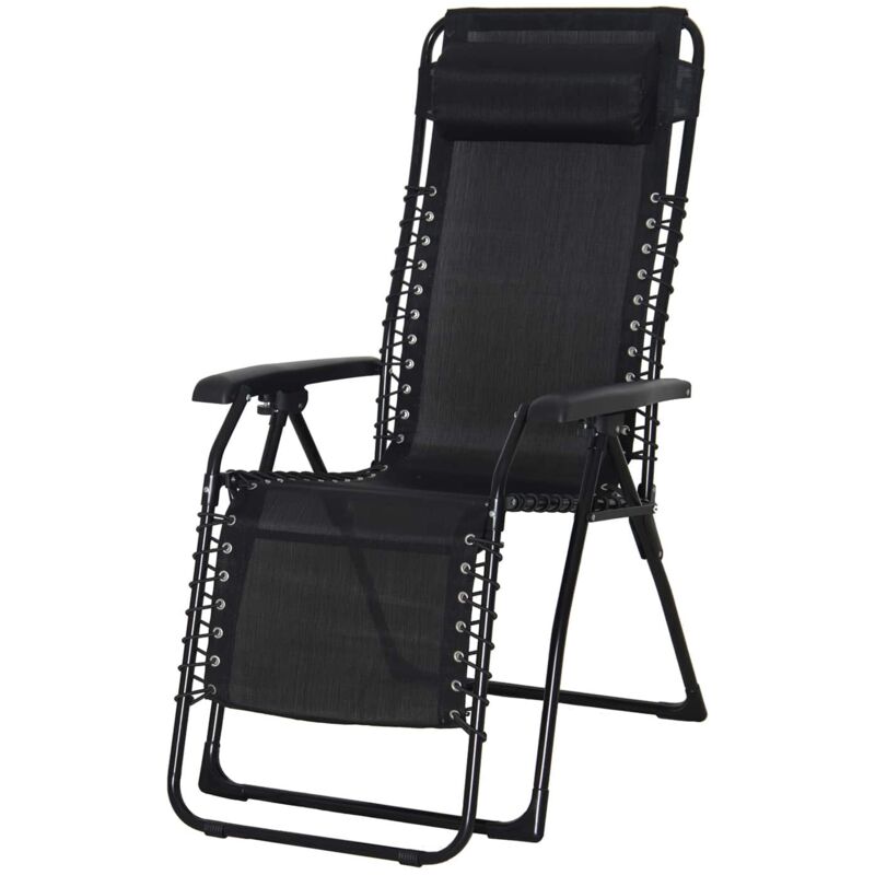 Chillvert Catania chaise longue noire en acier et textilène Chillvert Catania chaise longue noire en acier et textilène