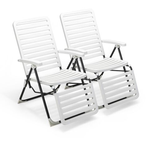 Chaise Longue Inclinable Dossier 7 Niveaux Transat Bain de Soleil Blanc CW2988 DESIGN IN