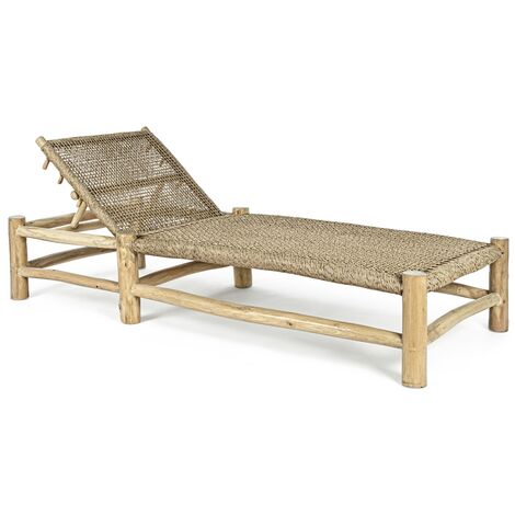 Chaise longue inclinable en bois teck naturel Landry