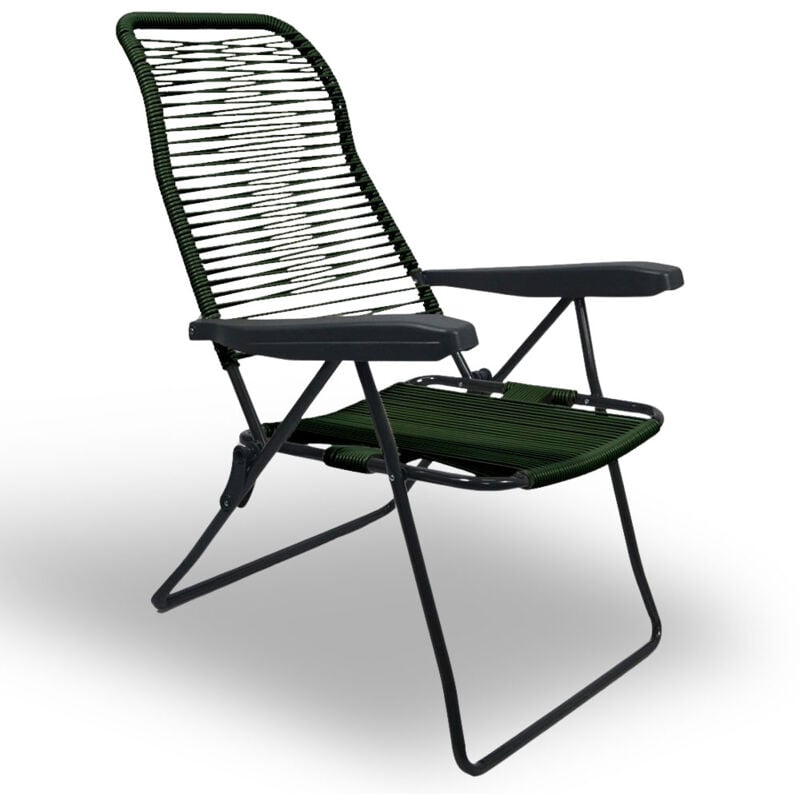 Chaise longue inclinable Lipari en pvc vert