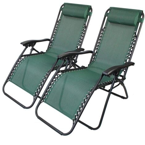 SO-TECH Chaise Longue Inclinable, Transat en Textilène de Jardin, 165 x 112 x 65 cm, Vert, Textilène, Pack de 2, Avec coussin, Charge maximale: 100 kg