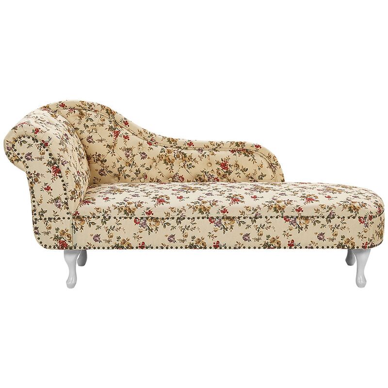 

Chaise longue con estampado floral beige izquierdo NIMES