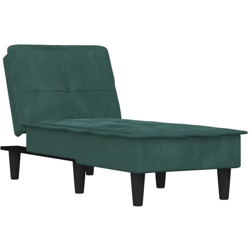 Vidaxl - Chaise longue vert foncé velours
