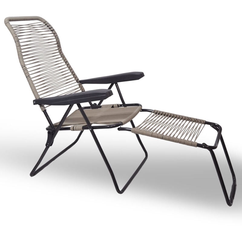 Chaise longue Lipari xl avec cordon en pvc gris taupe