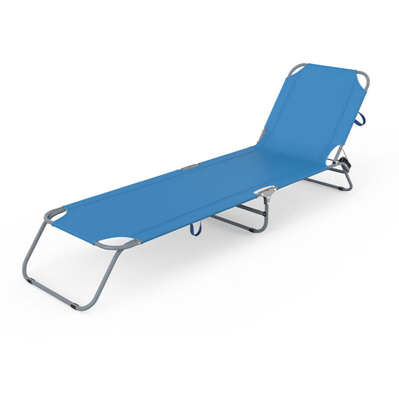 Transat Pliable Acier Bleu Plage et Piscine 187X55X24 cm 10022 - Marbueno
