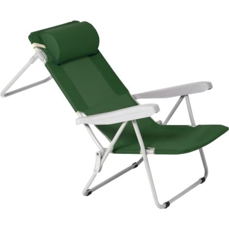 I GIARDINI DEL RE Chaise longue Marina en acier 6 + 1 positions 119x59x50 cm chaise de fonction lit vert pour plage et piscine exte'rieure