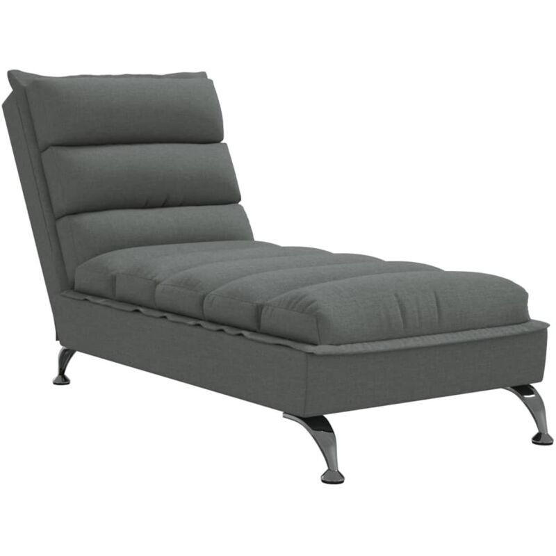 Chaise Longue Con Cuscini Grigio Scuro In Tessuto Vidaxl