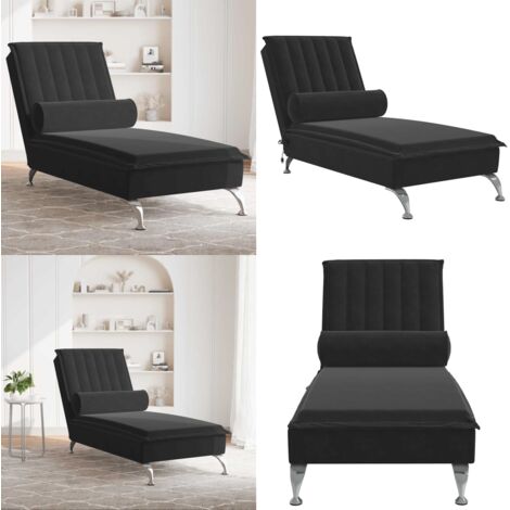 Chaise Longue Massaggi con Cuscino a Rullo Nero in Velluto - Cuscino a rullo - Massaggio