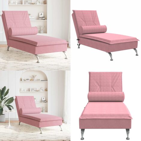 Chaise Longue Massaggi con Cuscino Rosa in Velluto - Cuscino a rullo - Massaggio con vibrazione