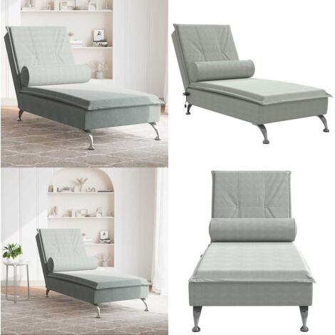 Chaise Longue Massaggi Cuscino a Rullo Grigio Chiaro in Velluto - Massaggio - Cuscino a rullo