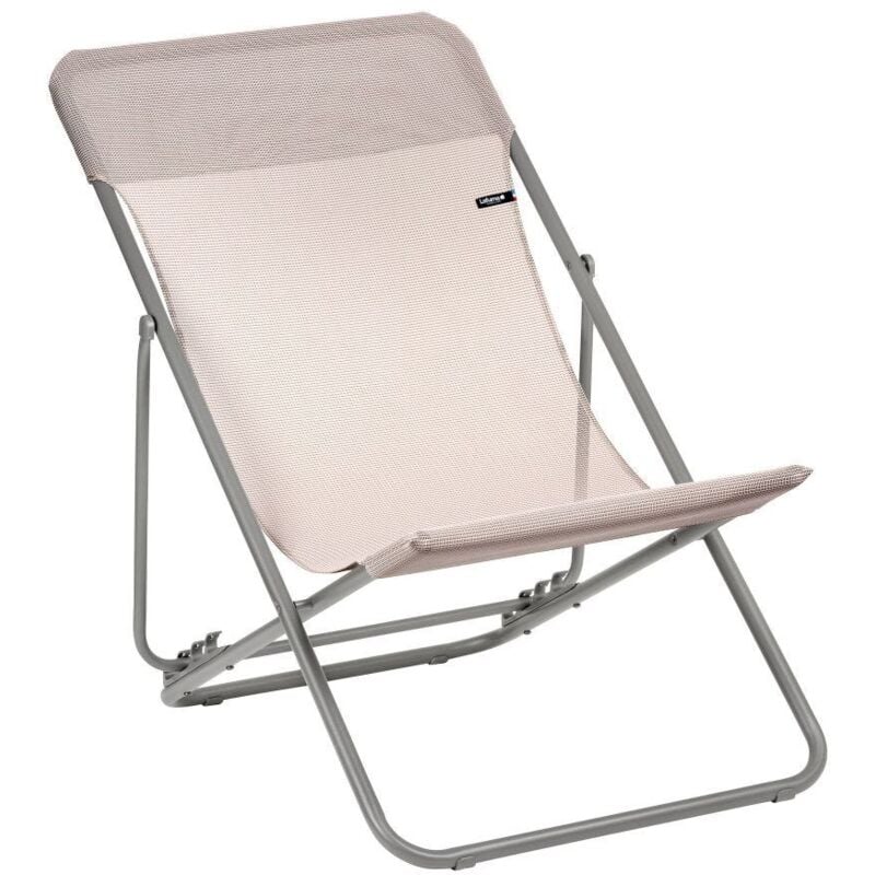 Lafuma Mobilier - Transat Jardin Pliable - Chilienne Multi-positions - Maxi Transat - Batyline® Iso - Rose Magnolia