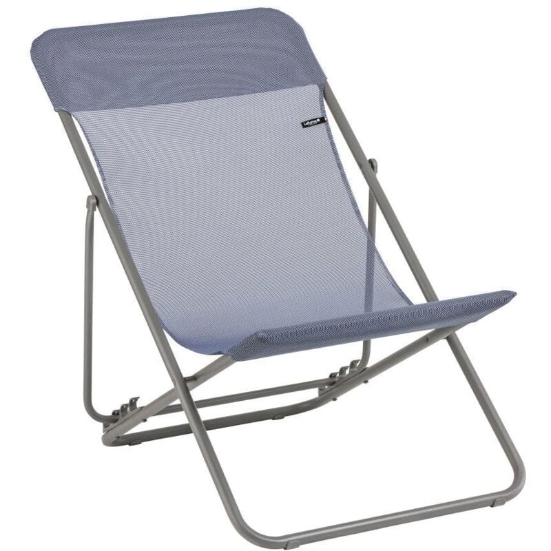 Lafuma Mobilier - Transat Jardin Pliable - Chilienne Multi-positions - Largeur 58cm - Maxi Transat - Batyline® Iso - Bleu Ocean