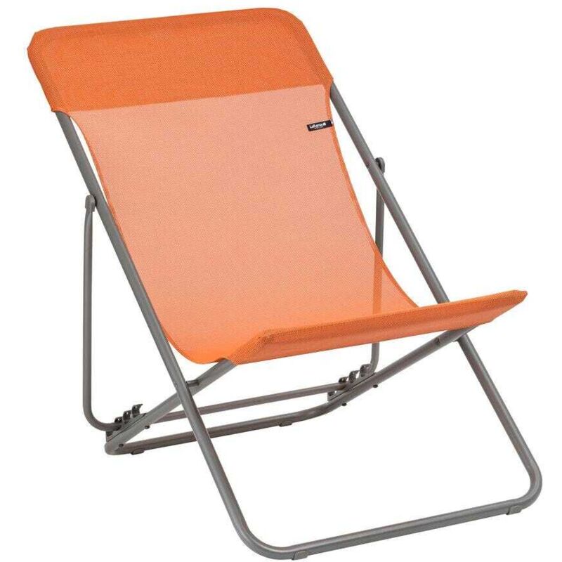 Transat Jardin Pliable - Chilienne Multi-positions - Largeur 58cm - Maxi Transat - Batyline® Iso - Orange Clementine - Lafuma Mobilier
