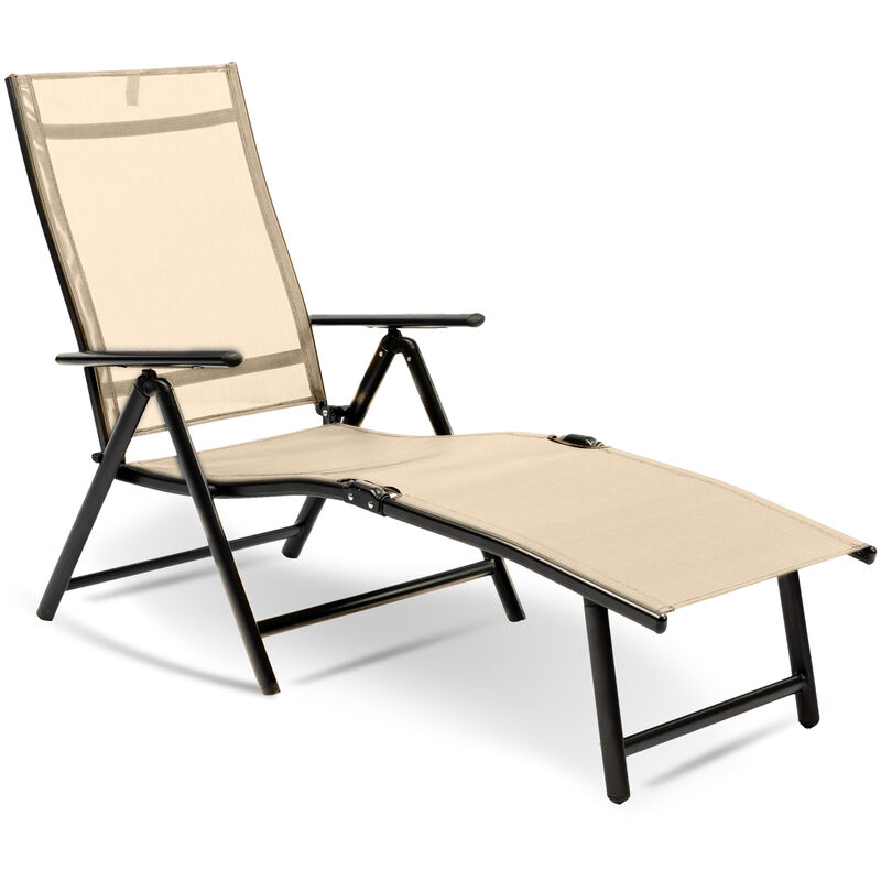 Chaise Longue avec Dossier Réglable - Aluminium - 150x58x85 cm - Crème - Maxxgarden