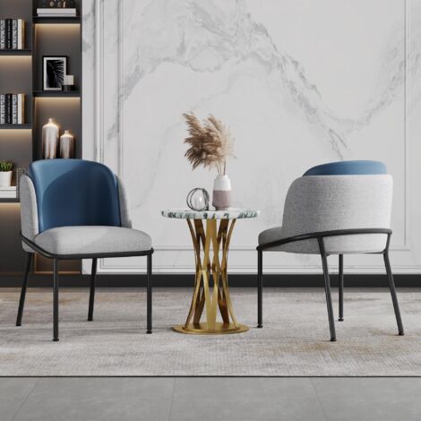 Chaise longue moderna de 2 piezas, sillón tapizado con patas reclinables y patas ajustables, ideal para salón, dormitorio, estudio u oficina. (Gris + Azul Marino)