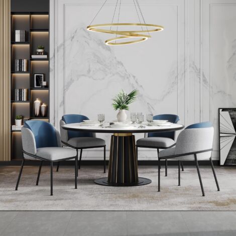 Chaise longue moderna de 4 piezas, sillón tapizado con patas reclinables y patas ajustables, ideal para salón, dormitorio, estudio u oficina. (Gris + Azul Marino)