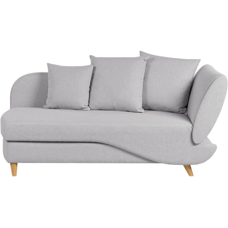 Beliani - Chaise Longue Moderne 2 Places à Droite avec Rangement et Coussins en Tissu Lin Gris Clair Meri ii