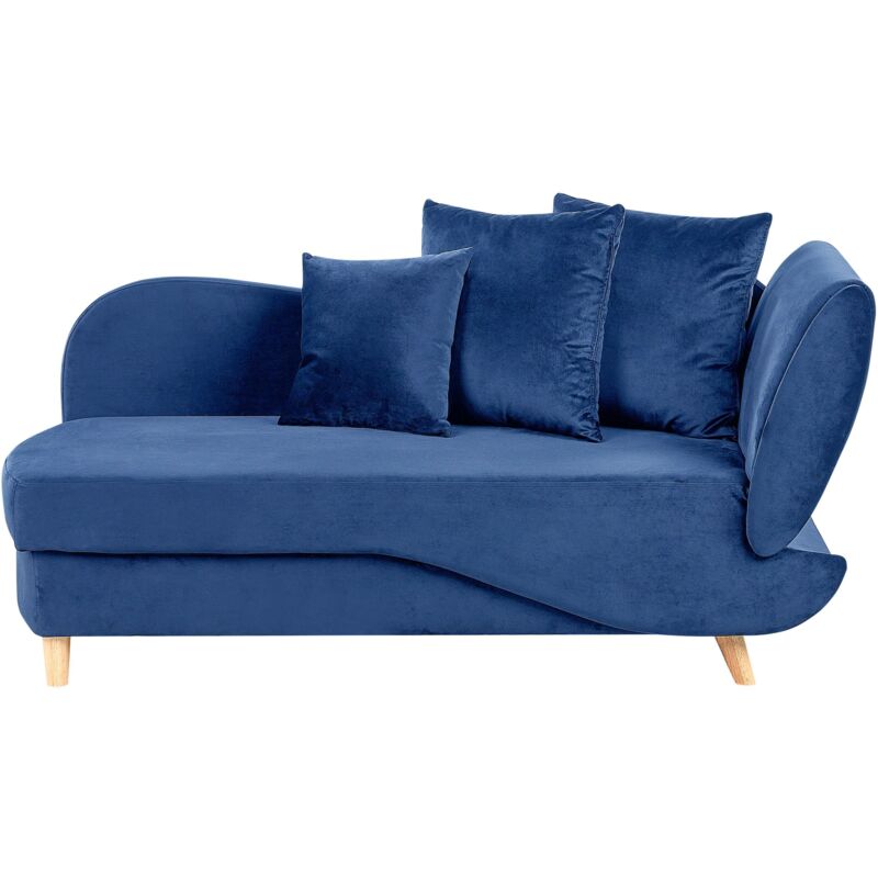 Beliani - Chaise Longue Moderne 2 Places à Droite avec Rangement et Coussins en Velours Bleu Meri ii