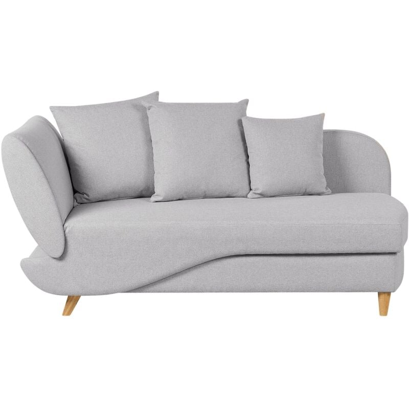 Beliani - Chaise Longue Moderne 2 Places à Gauche avec Rangement et Coussins en Tissu Lin Gris Clair Meri ii