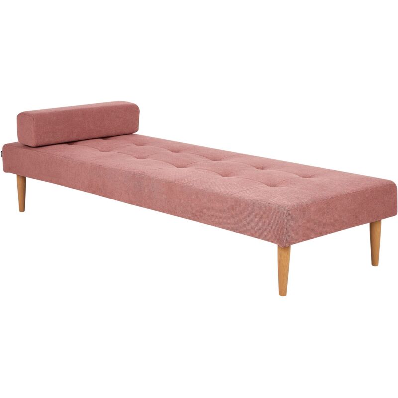 Beliani - Chaise Longue Moderne Minimaliste en Tissu Lit Simple Rose Niort
