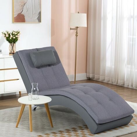 LE ROI DU RELAX Chaise longue modernes Design Wohnzimmer Sessel Kunstleder grau Lyon