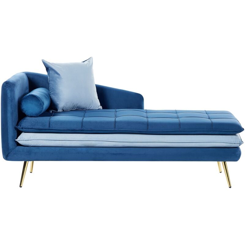 Beliani - Chaise Longue de Salon Côté Gauche avec Rembourrage en Velours Bleu Gonesse