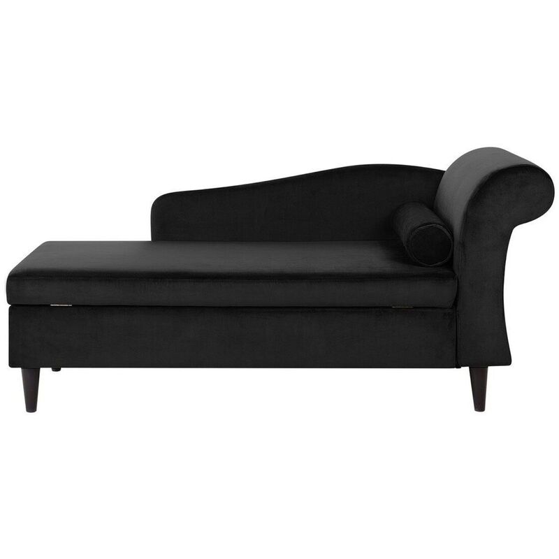 

Chaise longue de terciopelo negro derecho LUIRO