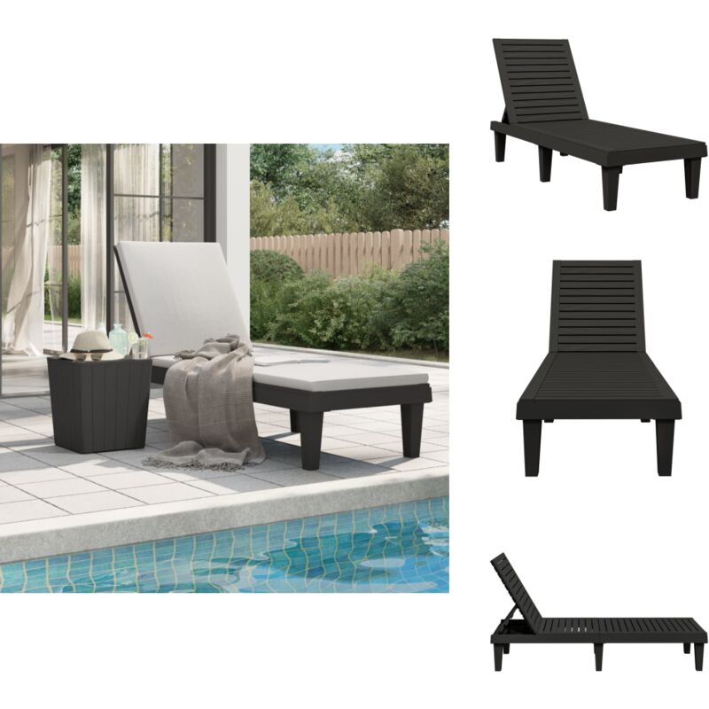 Chaise longue noir 155x58x83 cm polypropylène - Chaises Longues - Transats - Mobilier De Jardin - Chaises De Jardin - Lit De Bronzage