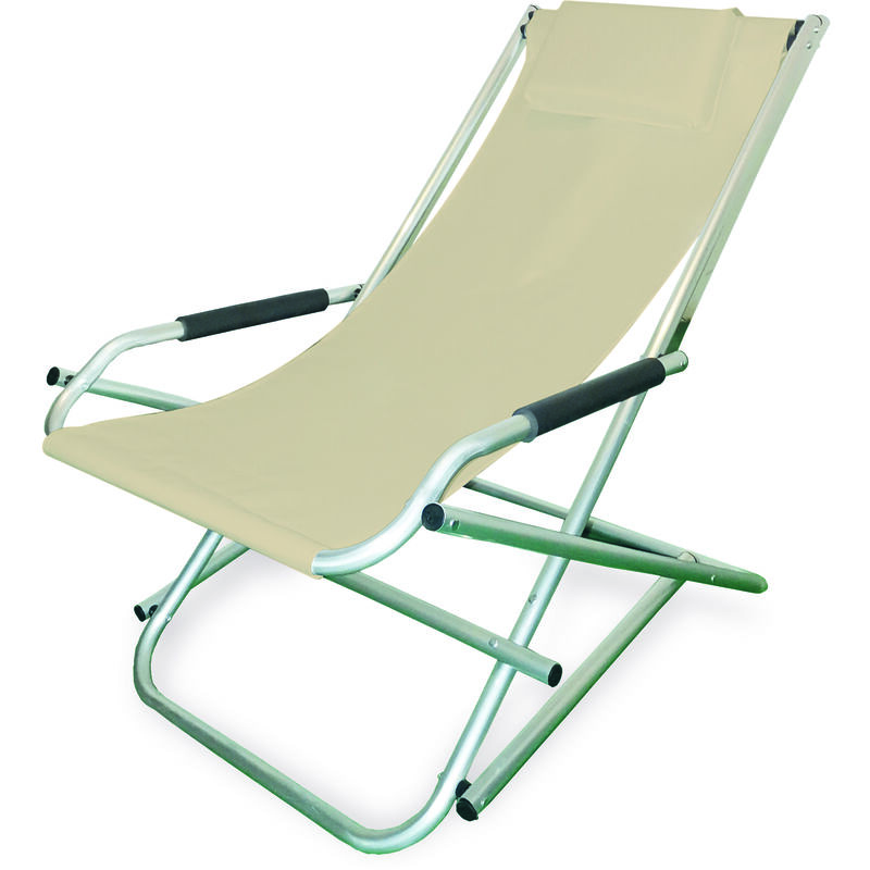 Chaise longue pivotante Elba en aluminium et pvc 600D couleur beige
