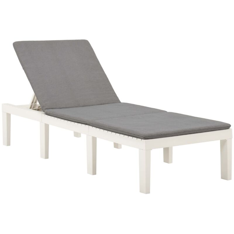 Chaise longue avec coussin Plastique Blanc vidaXL