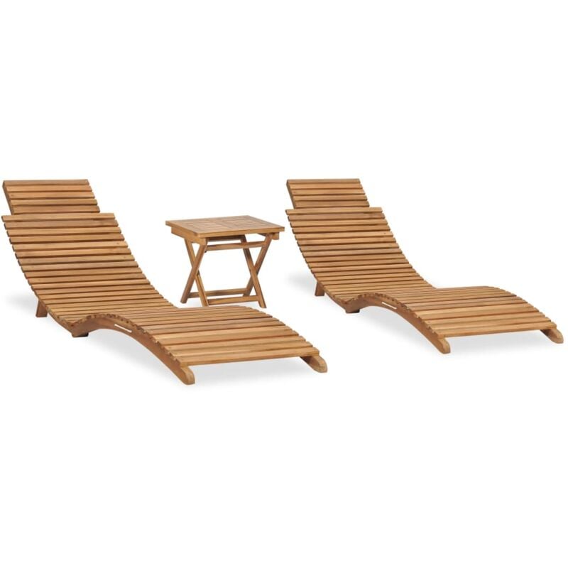 Salon de jardin pliable 3 pcs Bois de teck solide