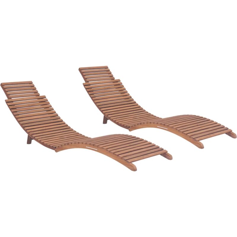 Vidaxl - Chaises longues pliables lot de 2 Bois de teck solide