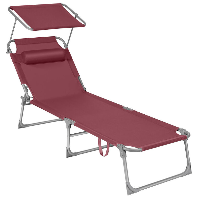 Chaise Longue Pliable, 193 x 53 x 29 Cm, Pour Jardin, Piscine, Terrasse, Rouge