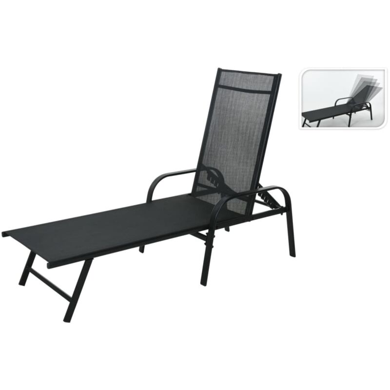 Chaise longue pliable 195x60x45 cm noir Progarden Noir